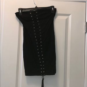 Black strapless dress